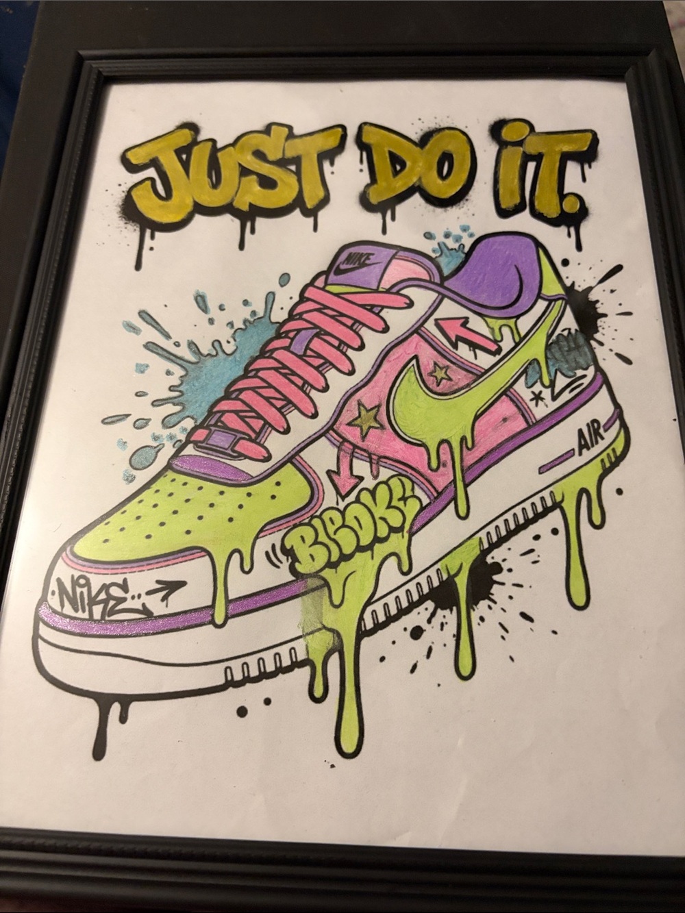 Nike Graffiti Sneaker Print - Pink, Lime & Purple